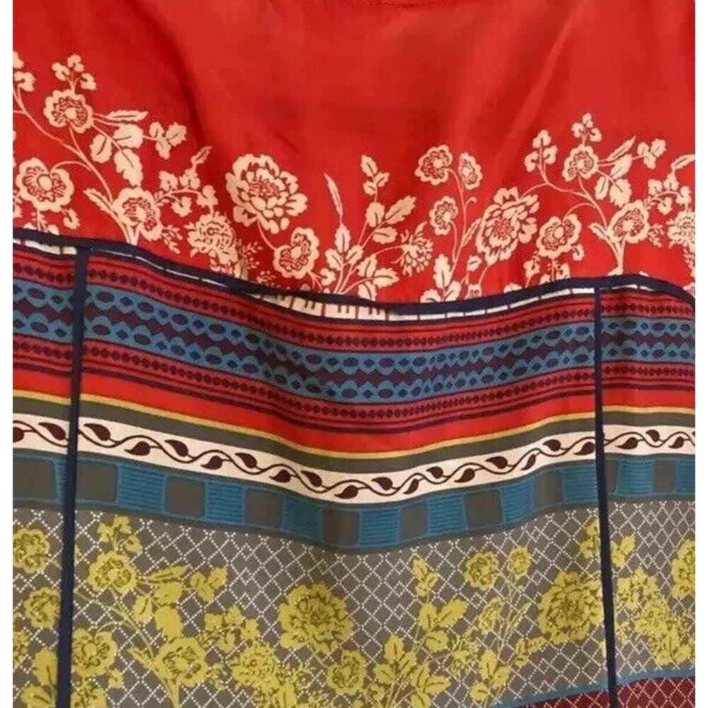 Multicolored Short Sleeve Patterned Silk Tunic Dr… - image 2